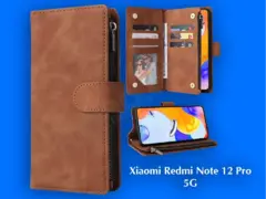 Кожаный чехол-книжка для Xiaomi Redmi Note 12 Pro 5G (цвет кофе)